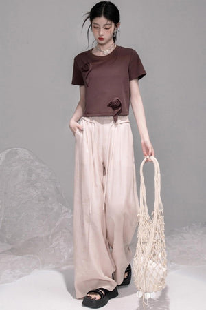 Sophisticated Ice Blue Brown Rose T-Shirt