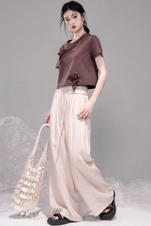 Sophisticated Ice Blue Brown Rose T-Shirt