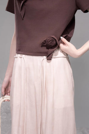 Sophisticated Ice Blue Brown Rose T-Shirt