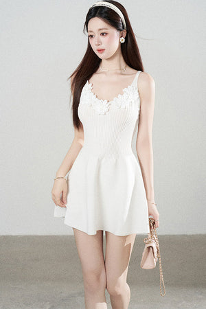 Spaghetti Strap Knitted Dress With Cardigan Set-Up