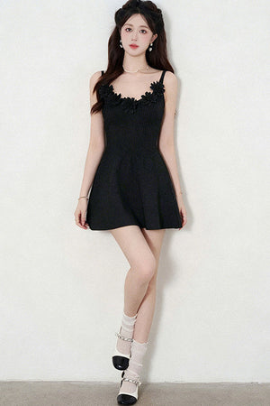Spaghetti Strap Knitted Dress With Cardigan Set-Up