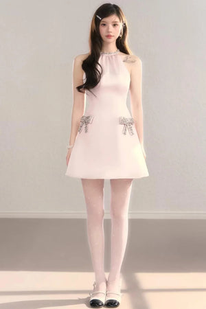 Sparkling Satin Halter Dress