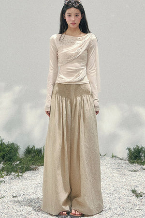 Sparkling Sleeveless Waist-Cinching Top Set-Up