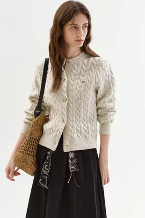 Speckled Cable Knit Cardigan