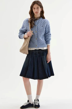 Speckled Cable Knit Cardigan