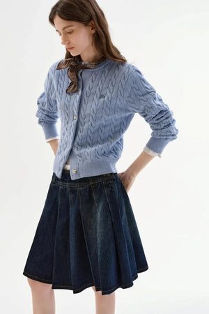 Speckled Cable Knit Cardigan