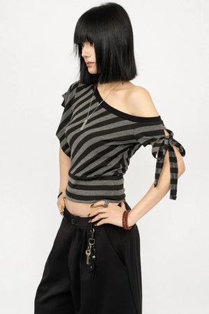 Spicy Striped Off-Shoulder Top