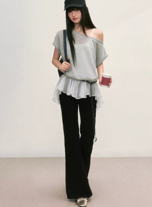 Spliced Off-Shoulder Top