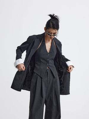 Splicing Suit Halter Neck Vest Two Piece