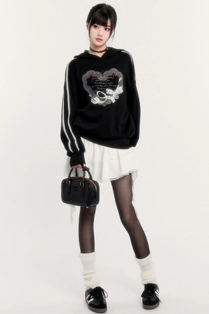 Sports Hooded Top & Skirt Set-Up