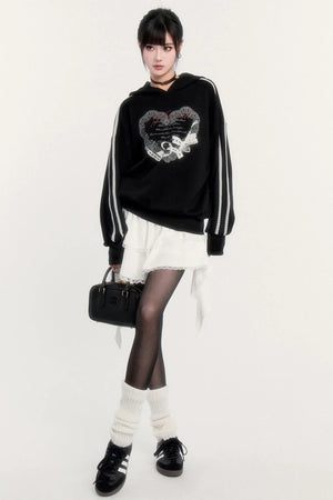 Sports Hooded Top & Skirt Set-Up