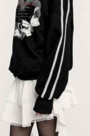 Sports Hooded Top & Skirt Set-Up