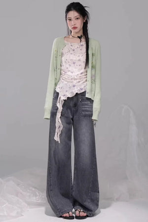 Spring Green Woolen Cardigan Set-Up