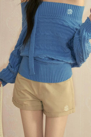 Spring Khaki Wide-Leg Shorts