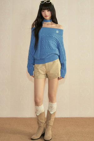 Spring Khaki Wide-Leg Shorts