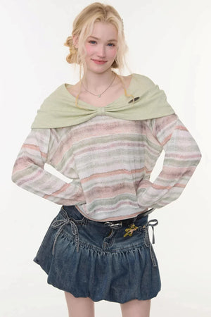 Spring Mist Striped Knit Top
