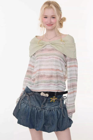 Spring Mist Striped Knit Top