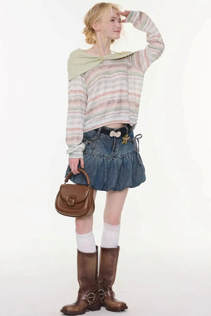 Spring Mist Striped Knit Top