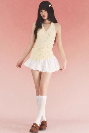 Spring Polka Dot Halter Dress