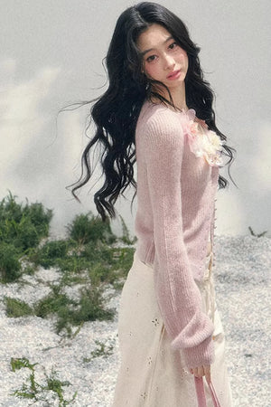 Spring Soft Breeze Floral Sweater Set-Up