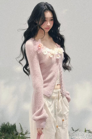 Spring Soft Breeze Floral Sweater Set-Up