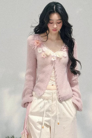Spring Soft Breeze Floral Sweater Set-Up