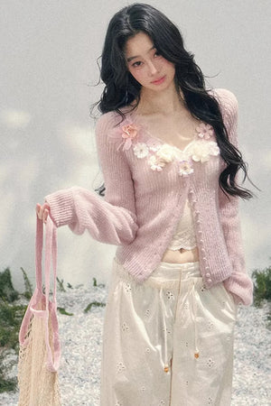 Spring Soft Breeze Floral Sweater Set-Up