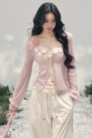 Spring Soft Breeze Floral Sweater Set-Up