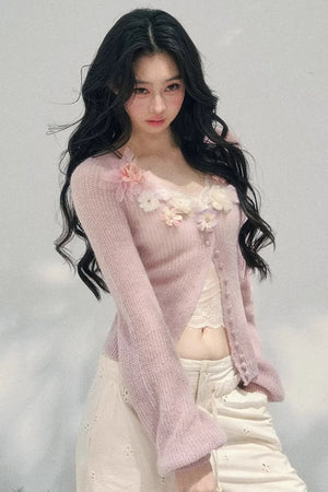 Spring Soft Breeze Floral Sweater Set-Up