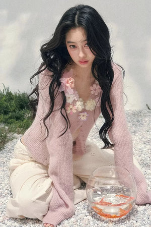 Spring Soft Breeze Floral Sweater Set-Up