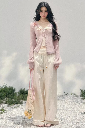 Spring Soft Breeze Floral Sweater Set-Up