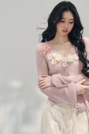 Spring Soft Breeze Floral Sweater Set-Up
