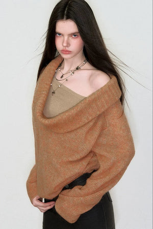 Spring Wool Draped Neck Sweater