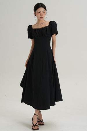 Square Neck Bubble Sleeve Dress