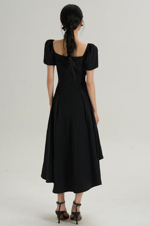 Square Neck Bubble Sleeve Dress