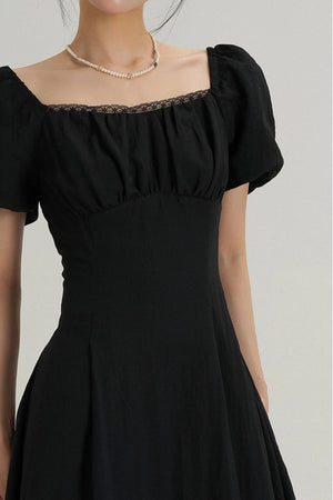 Square Neck Bubble Sleeve Dress