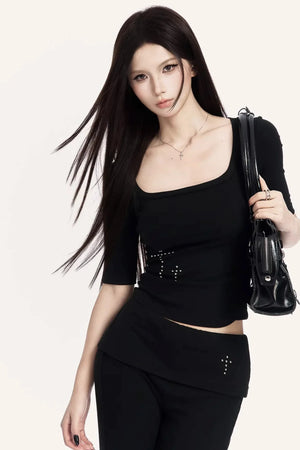 Square Neck Flared Pants Set-Up