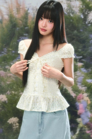Square Neck Floral Blouse Set-Up