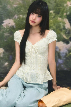Square Neck Floral Blouse Set-Up