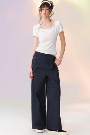Square Neck Lace Trim Top