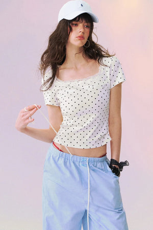 Square Neck Lace Trim Top