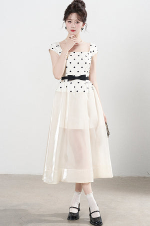 Square Neck Polka Dot Dress
