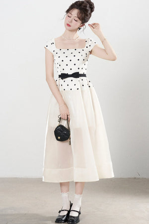 Square Neck Polka Dot Dress