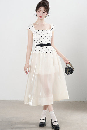 Square Neck Polka Dot Dress