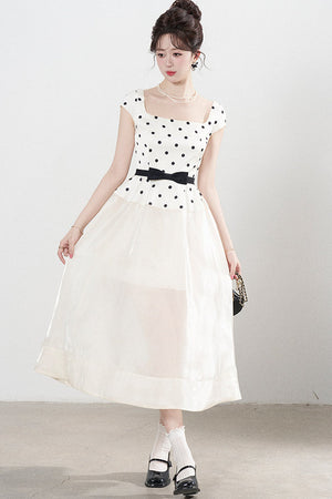 Square Neck Polka Dot Dress