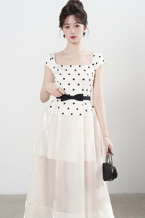 Square Neck Polka Dot Dress