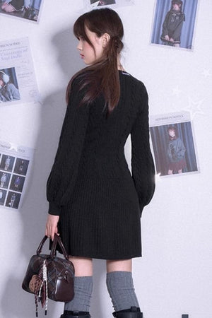 Square Neck Sweater Winter Dress