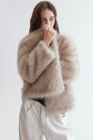 Stand Collar Eco-Friendly Fur Coat