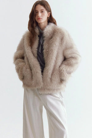 Stand Collar Eco-Friendly Fur Coat