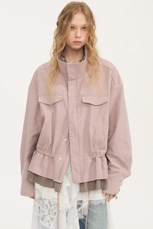Stand Collar Patchwork Jacket
